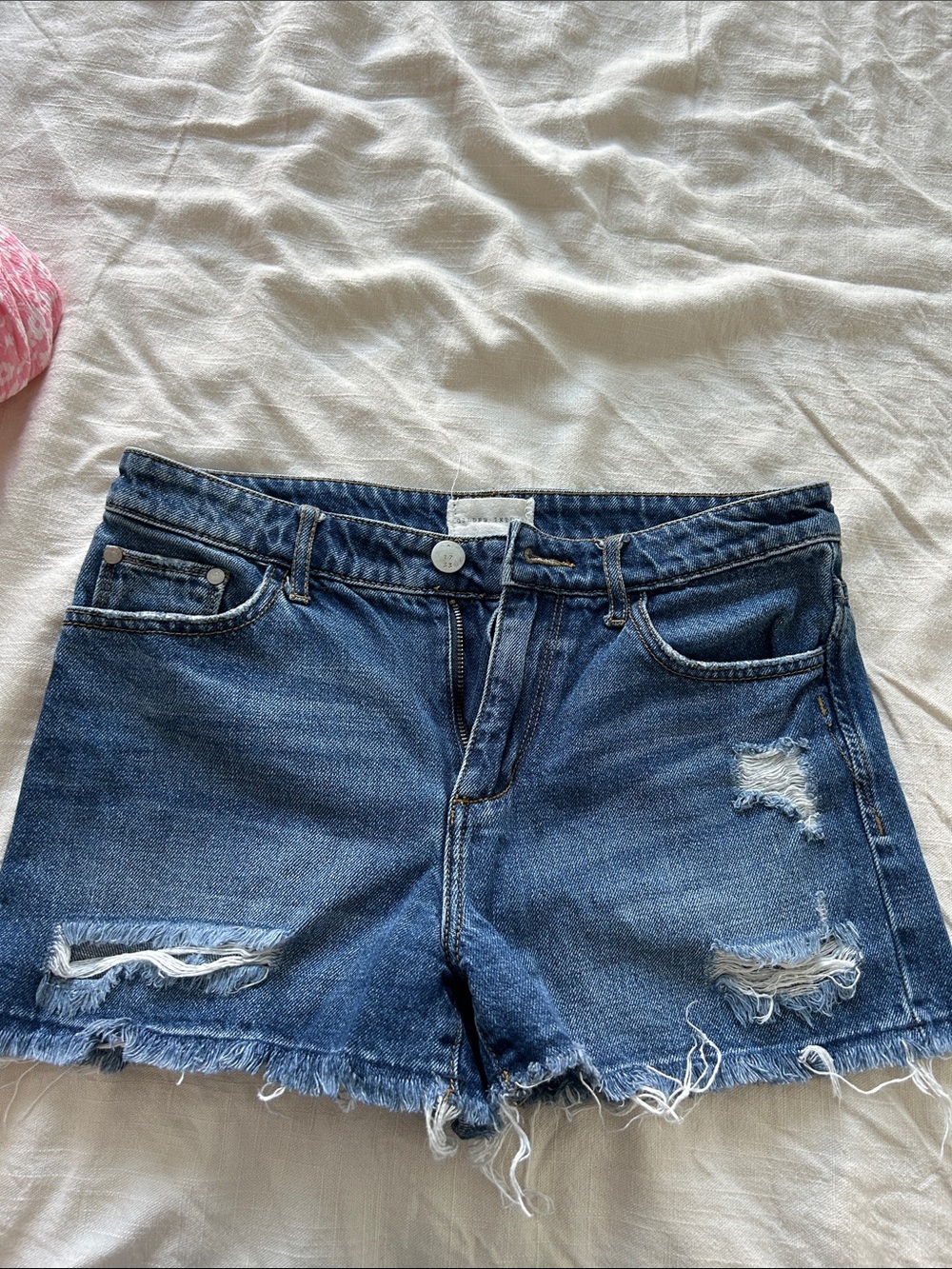 Gilded Intent Denim Distressed Women's Shorts - Blue